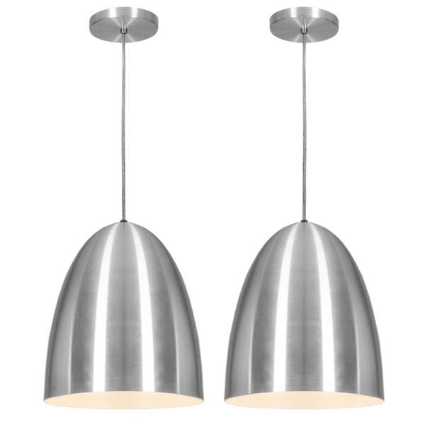 Pendente Oval Current Aço Escovado Kit Com 2