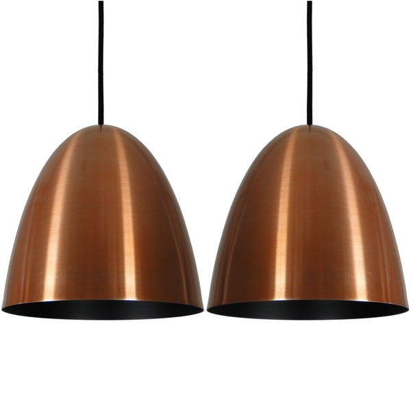 Pendente Oval Current Cobre Preto Kit Com 2