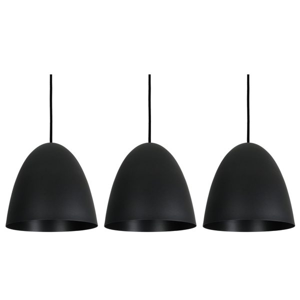 Pendente Oval Current Preto Kit Com 3