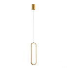 Pendente Oval Dourado 40cm Led 18w 3000k Bivolt