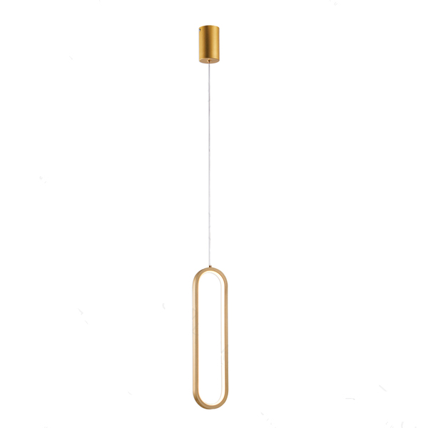 Pendente Oval Dourado 40cm Led 18w 3000k Bivolt