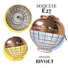 Pendente Oval Em Metal Cobre Com Grade Modelo Industrial