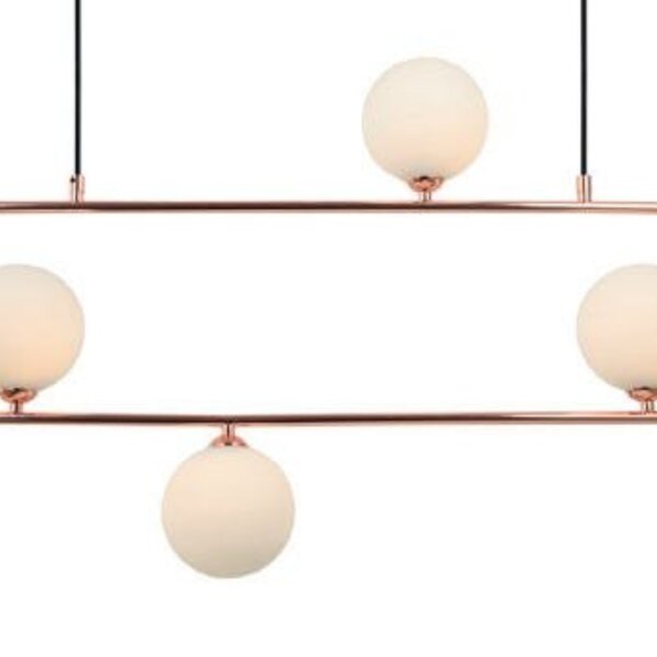 Pendente Palla Em Metal Metal Na Cor Cobre E Vidros Opalino P