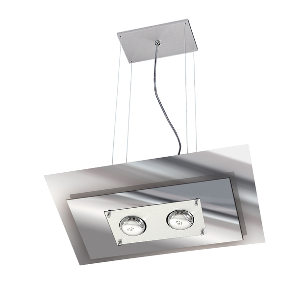 Pendente Pantoja&Carmona 140 Retangular Metal e Vidro Espelhado Bivolt