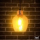 Pendente Paris 1977 Retrô com Vidro Âmbar e Acabamento Cobre