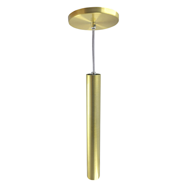 Pendente Pendente Tubo Dourado 30cm Cabo Cristal + Led Lâmpad
