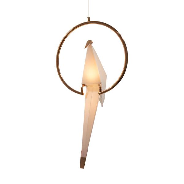 Pendente Perch Bird Pássaro Origami Rose Gold Led 6w St1755