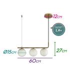 Pendente Petit Poa Gold E Branco 60cm 3 Globos Vidro Sq001 Be