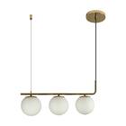 Pendente Petit Poa Gold E Branco 60cm 3 Globos Vidro Sq001 Be