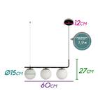 Pendente Petit Poa Negro E Branco 60cm 3 Globos Vidro Sq001b