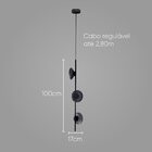 Pendente Petra Preto Fosco Zr107 Led 15w 2700k 3 Cúpulas Star