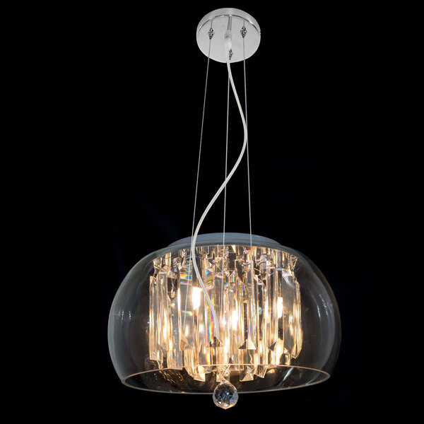 Pendente Plafon Lustre Cristal K9 28cm Bella Hu6428pc + Lâmpa