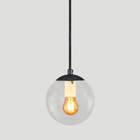 Pendente Preto C/ Globo De Vidro Cristal De 14cm + Led 2w