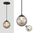 Pendente Preto C/ Globo De Vidro Fumê De 14cm + Led 2w