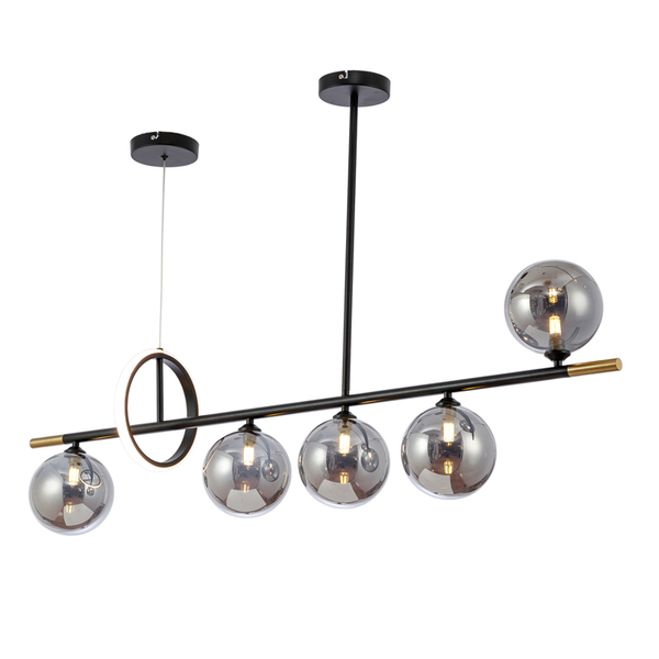 Pendente Preto Globos Fumê 120cm 5g9 Led 10w 3000k Bivolt 146