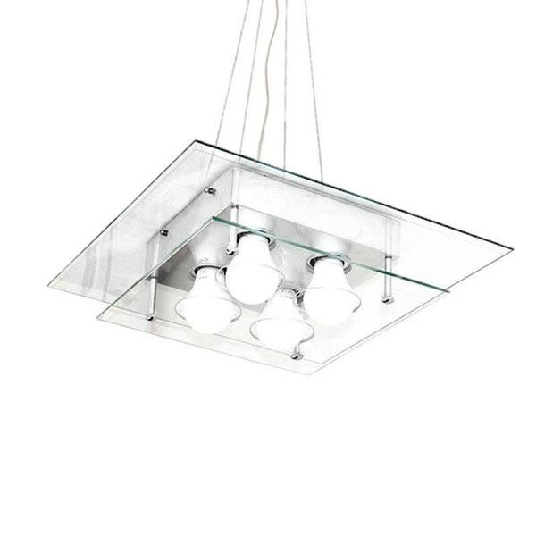 Pendente Quadrado Vidro Duplo Transparente Living 40x40 Cm Pa