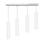 Pendente Quadruplo Tubo Cilindro Branco 40cm + Led 6k