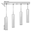 Pendente Quadruplo Tubo Cilindro Branco 40cm + Led 6k