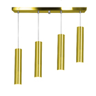 Pendente Quadruplo Tubo Cilindro Dourado 30cm + Led 3k
