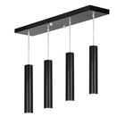 Pendente Quadruplo Tubo Cilindro Preto 40cm + Led 6k