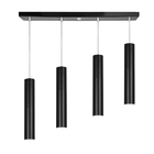 Pendente Quadruplo Tubo Cilindro Preto 40cm + Led 6k