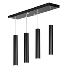 Pendente Quadruplo Tubo Cilindro Preto 50cm + Led 3k