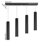 Pendente Quadruplo Tubo Cilindro Preto 50cm + Led 3k