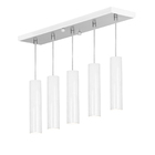 Pendente Quintuplo Tubo Cilindro Branco 30cm + Led 3k