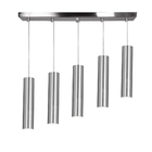 Pendente Quintuplo Tubo Cilindro Escovado 30cm + Led 6k