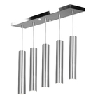 Pendente Quintuplo Tubo Cilindro Escovado 50cm + Led 6k