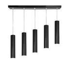 Pendente Quintuplo Tubo Cilindro Preto 30cm + Led 3k