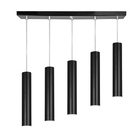 Pendente Quintuplo Tubo Cilindro Preto 40cm + Led 3k