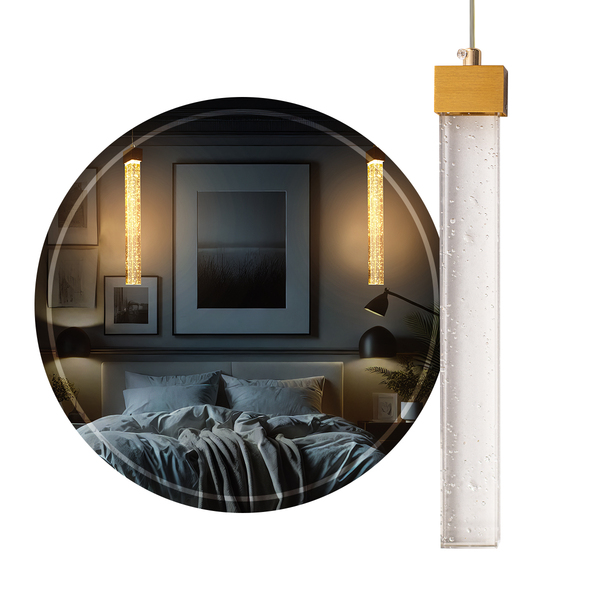 Pendente Rectangle Barra Cristal Led Multicor Moderno Cabecei