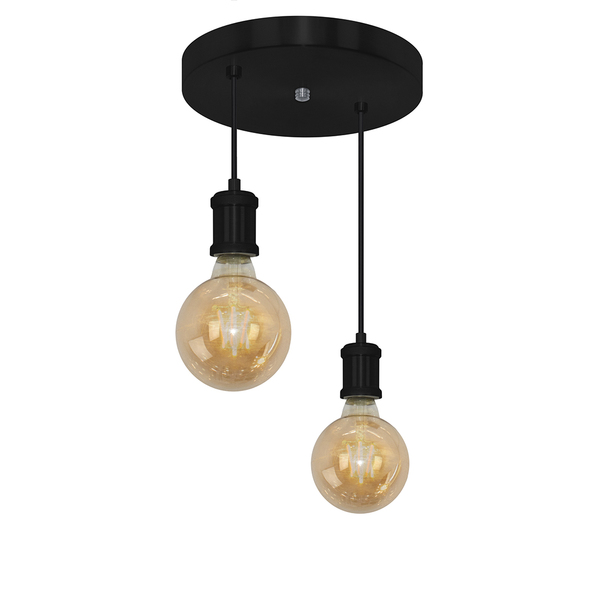 Pendente Redondo Duplo Tubo Gourmet Nordic Preto