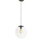 Pendente Redondo Esfera 35cm Preto Vidro Cristal 1 Lâmpada Ma