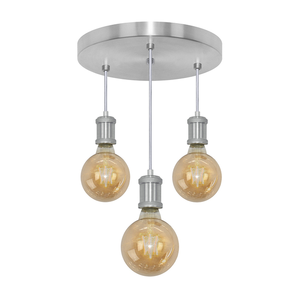 Pendente Redondo Triplo Tubo Gourmet Nordic Escovado