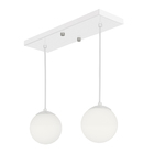 Pendente Retangular Duplo Branco Orby Bolinha Vidro