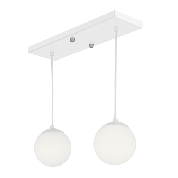 Pendente Retangular Duplo Branco Orby Bolinha Vidro