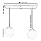 Pendente Retangular Duplo Branco Orby Bolinha Vidro