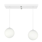 Pendente Retangular Duplo Branco Orby Bolinha Vidro