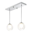 Pendente Retangular Duplo Escovado Harmony Bolinha Vidro