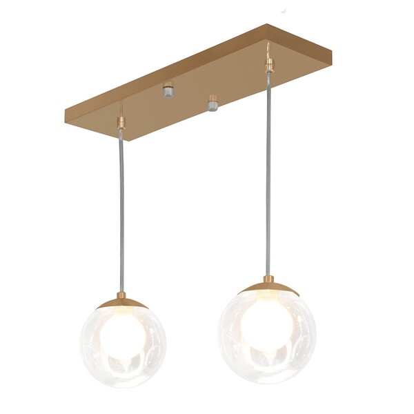 Pendente Retangular Duplo New Cobre Harmony Bolinha Vidro