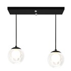 Pendente Retangular Duplo Preto Harmony Bolinha Vidro