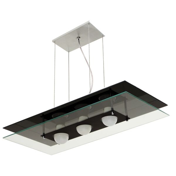 Pendente Retangular Em Vidro Transparente Preto Tam:60x30x13p