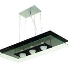 Pendente Retangular Em Vidro Transparente Preto Tam:60x30x13p