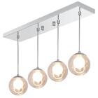 Pendente Retangular Quadruplo Escovado Harmony Bolinha Ambar