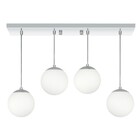 Pendente Retangular Quadruplo Escovado Orby Bolinha Vidro