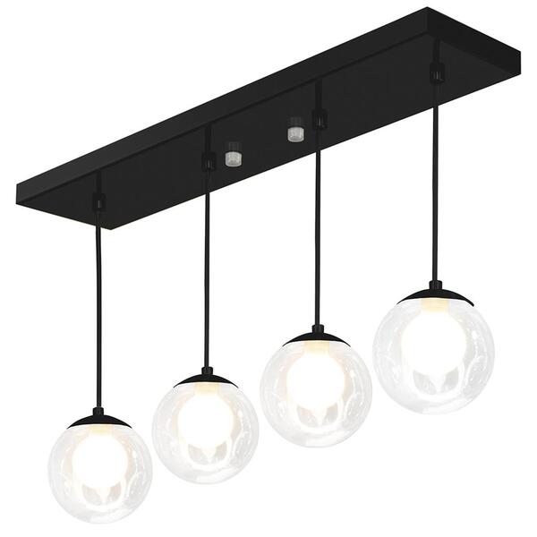 Pendente Retangular Quadruplo Preto Harmony Bolinha Vidro