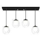 Pendente Retangular Quadruplo Preto Harmony Bolinha Vidro