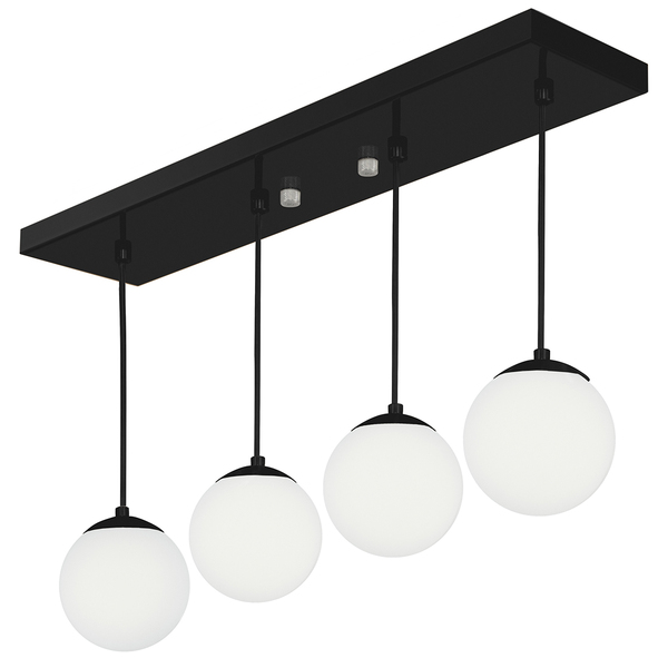 Pendente Retangular Quadruplo Preto Orby Bolinha Vidro